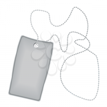 Royalty Free Clipart Image of a Silver Tag and Chain