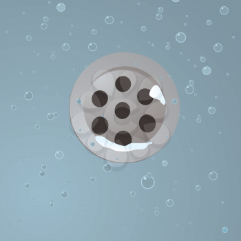 Royalty Free Clipart Image of Water Around a Drain Plug