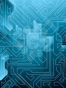 Royalty Free Clipart Image of a Blue Maze Background