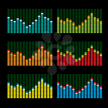 Royalty Free Clipart Image of a Set of Graphic Equalizers