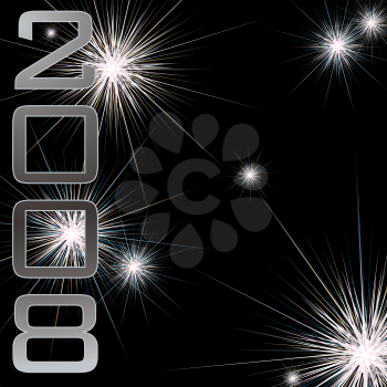 Royalty Free Clipart Image of Fireworks for 2008