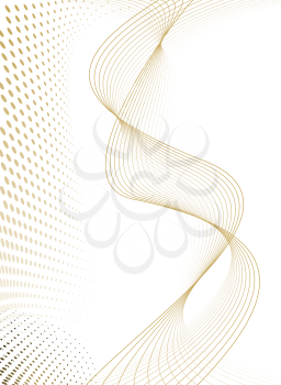 Royalty Free Clipart Image of a Background With a Gold Ribbon and Dots at the Side