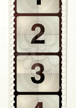 Royalty Free Clipart Image of a Filmstrip With Numbers