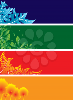 Royalty Free Clipart Image of Bands of Colour With Plants