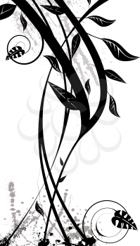 Royalty Free Clipart Image of a Black Floral Vine on White