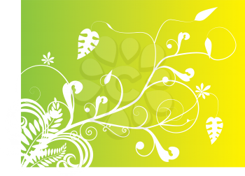Royalty Free Clipart Image of a Floral Design on Green and Yellow