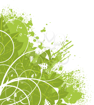 Royalty Free Clipart Image of a Green Corner With Floral Flourishes