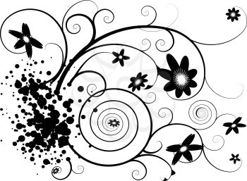 Royalty Free Clipart Image of a Floral Flourish From an Inkblot