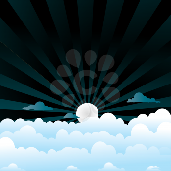 Royalty Free Clipart Image of a Night Sky With Clouds