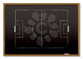 Royalty Free Clipart Image of a Soccer Field on a Blackboard