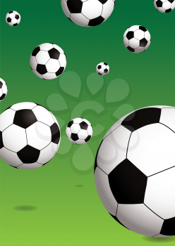 Royalty Free Clipart Image of Soccer Balls in Green
