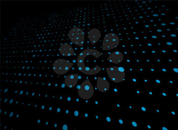 Royalty Free Clipart Image of a Black Background With Blue Dots