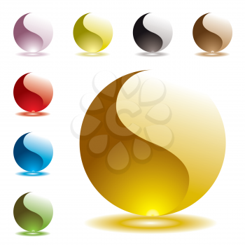 Royalty Free Clipart Image of a Set of Yin Yang Buttons