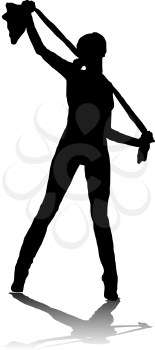 Royalty Free Clipart Image of a Silhouetted Girl With a Scarf