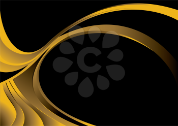 Royalty Free Clipart Image of a Gold Swirl on Black