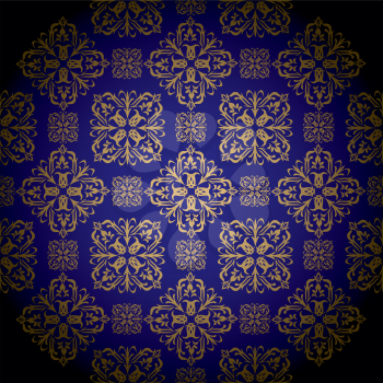 Royalty Free Clipart Image of a Blue and Gold Background