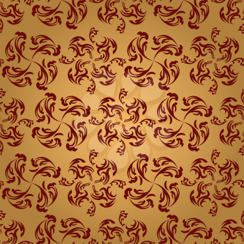 Royalty Free Clipart Image of a Gold and Maroon Wallpaper