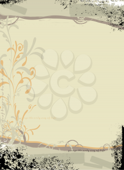Royalty Free Clipart Image of a Grunge Background With a Flourish on the Side