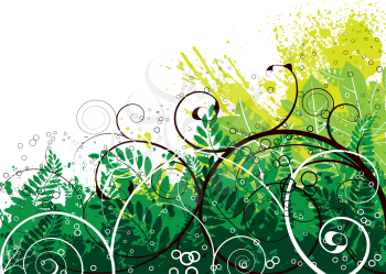 Royalty Free Clipart Image of a Greenery With Flourishes