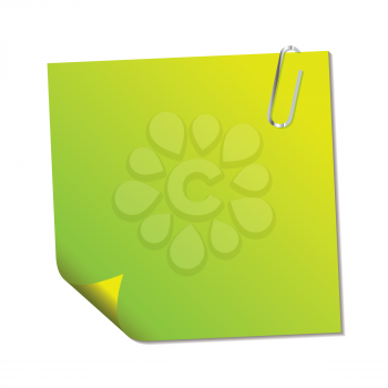 Royalty Free Clipart Image of a Sticky Note and Paperclip