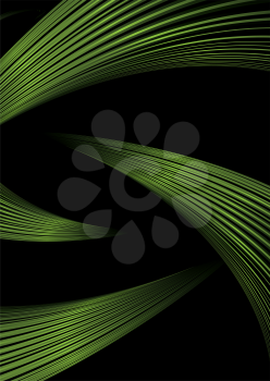 Royalty Free Clipart Image of Green Strands on Black
