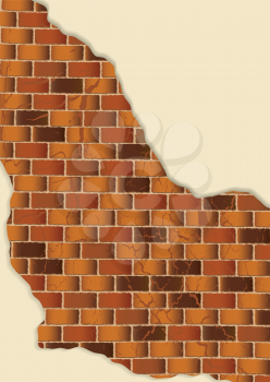 Royalty Free Clipart Image of a Brown Brick Wall and Plaster