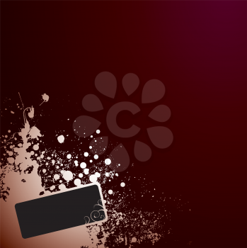 Royalty Free Clipart Image of an Inkblot Corner on a Dark Background With a Text Box