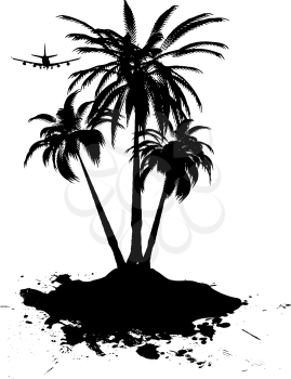 Royalty Free Clipart Image of a Palm Tree and Plain