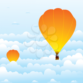 Royalty Free Clipart Image of Air Balloons in Clouds