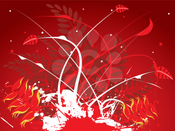 Royalty Free Clipart Image of a Red Background With an Inkblot