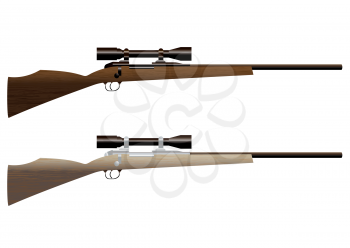 Royalty Free Clipart Image of Two Hunting Rifles
