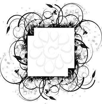 Royalty Free Clipart Image of an Inkblot Flourish With Blank Space