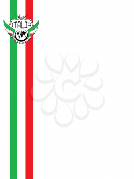 Royalty Free Clipart Image of a White Background With Green and Red Stripes at the Side and an Italia Symbol