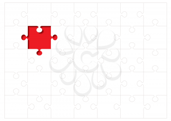 Royalty Free Clipart Image of a Background With a Red Puzzle Piece