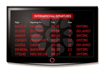 Royalty Free Clipart Image of an Airport LCD Display