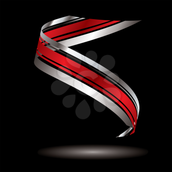 Royalty Free Clipart Image of a Silver and Red Ribbon