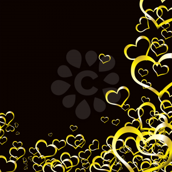 Royalty Free Clipart Image of a Black and Gold Heart Background