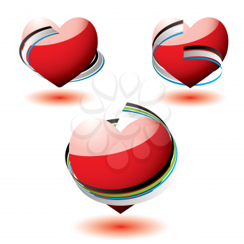 Royalty Free Clipart Image of Hearts With Ribbons