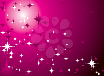 Royalty Free Clipart Image of a Magenta Background With Stars