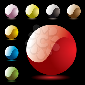 Royalty Free Clipart Image of a Set of Yin Yang Buttons