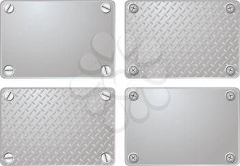 Royalty Free Clipart Image of Four Metal Plates