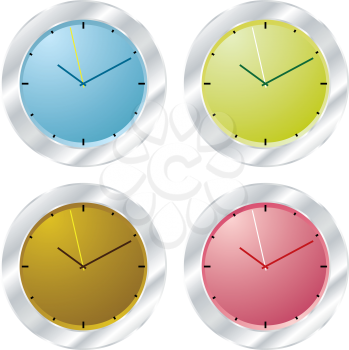 Royalty Free Clipart Image of a Set of Clocks