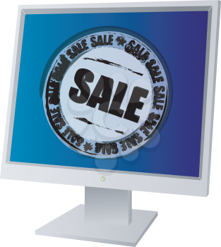 Royalty Free Clipart Image of a Monitor With a Blue Screen