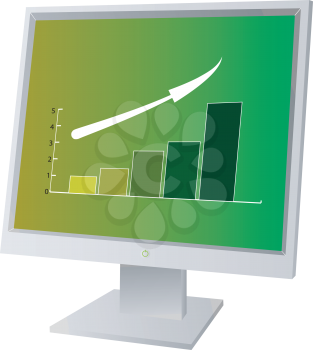 Royalty Free Clipart Image of a Monitor Showing Rising Profits