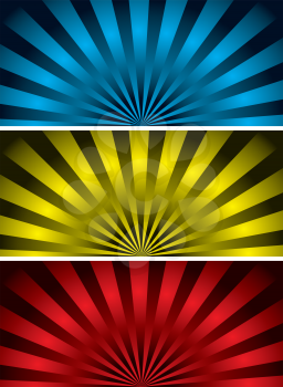 Royalty Free Clipart Image of Three Radiating Backgrounds