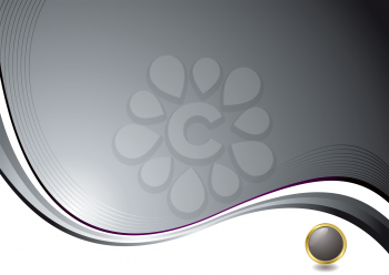 Royalty Free Clipart Image of a Silver Background With a Button in the Bottom Corner