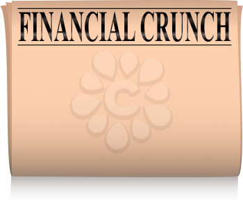 Royalty Free Clipart Image of a Newspaper Showing Financial Crunch