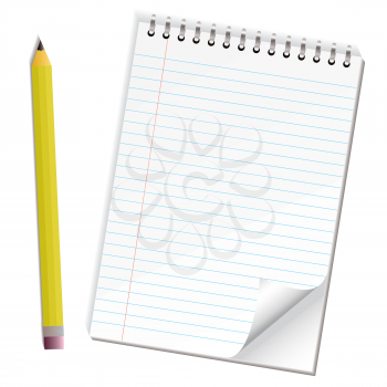 Royalty Free Clipart Image of a Notepad and Pencil