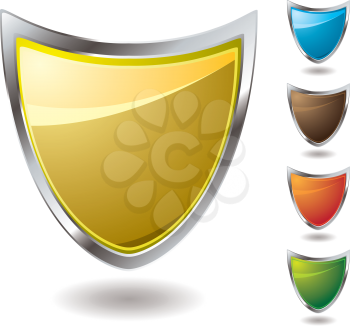 Royalty Free Clipart Image of a Collection of Shields