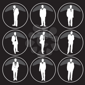 Royalty Free Clipart Image of Buttons With Men